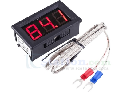 12V Red Fahrenheit Digital Temperature Meter -76F~999F LED Display with Industrial Grade 0.5m K-Type Thermocouple Temperature Sensor M6